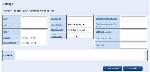 Screen shot from NDRL Database - 'Settings'