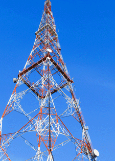 Lattice television broadcast tower and tv antennas