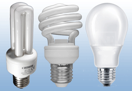 Three typical CFC light globes