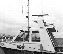 Boat showing radar antenna