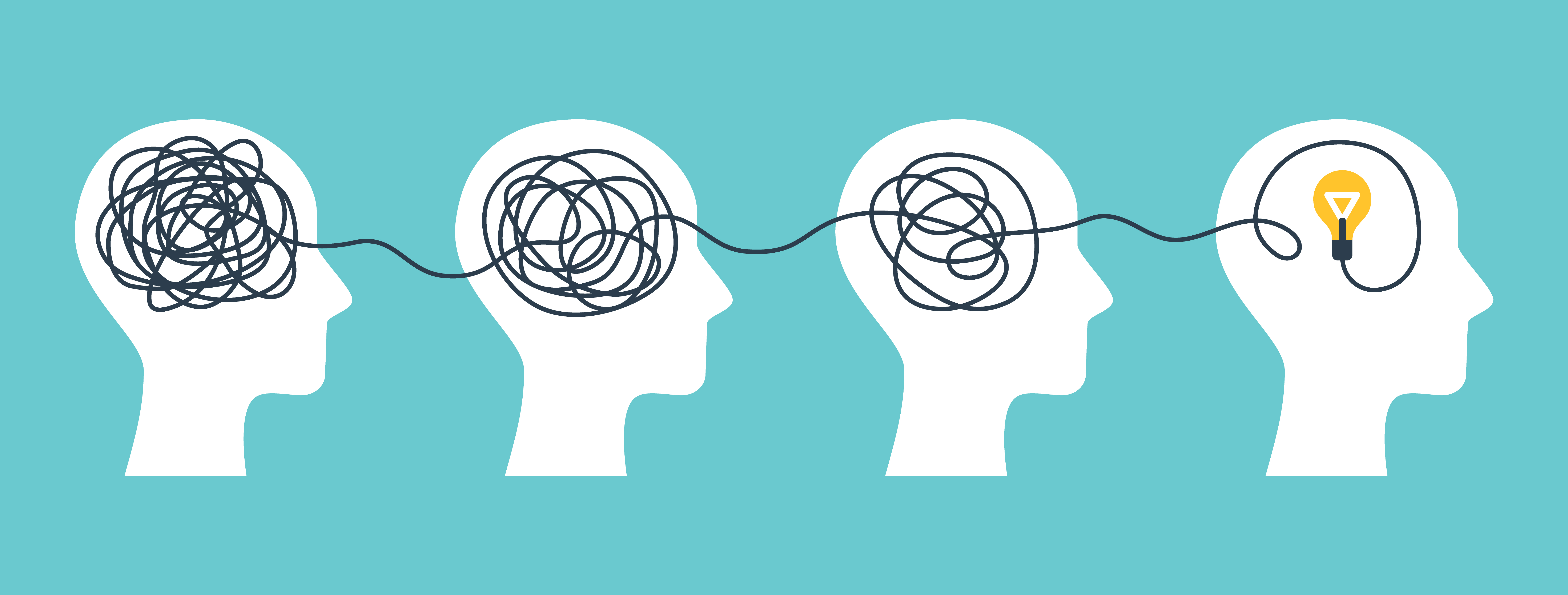 Brain with tangled knot to show simplification of a complex path