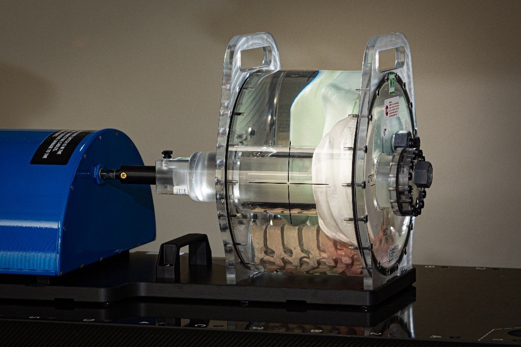 Phantom with see-through components on table