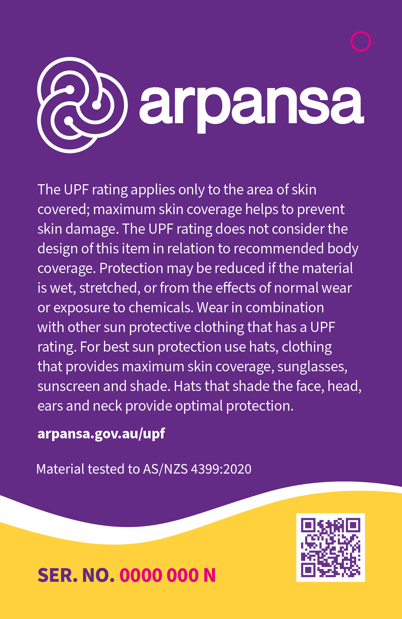 ARPANSA swing tag back image