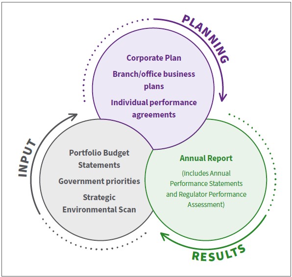 Diagram depicting the relationship between input, planning and results