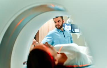 Patient receiving a medical scan