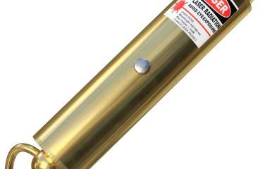 A laser pointer with a danger label on the product