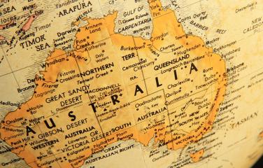 An antique globe focusing on Australia.