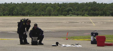 ARPANSA Emergency Response teams on exercise detecting and characterising radioactive materials