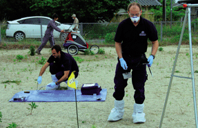 ARPANSA technical specialists participating in an IAEA workshop exercise in the evacuated zone around TEPCO's Fukushima Dai-ichi Nuclear Power Station